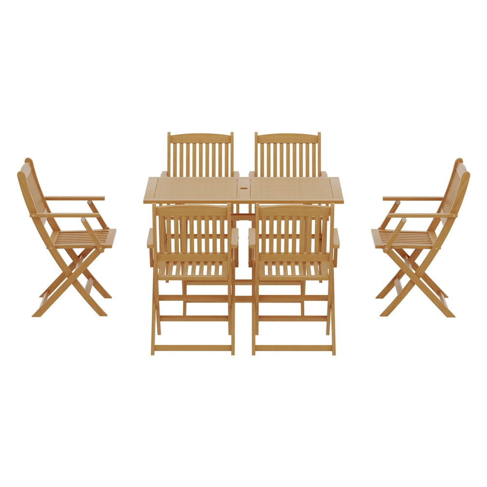 Outdoor Dining Sets: Gardeon Outdoor Dining Set 7 Piece Wooden Table Chairs Setting Foldable