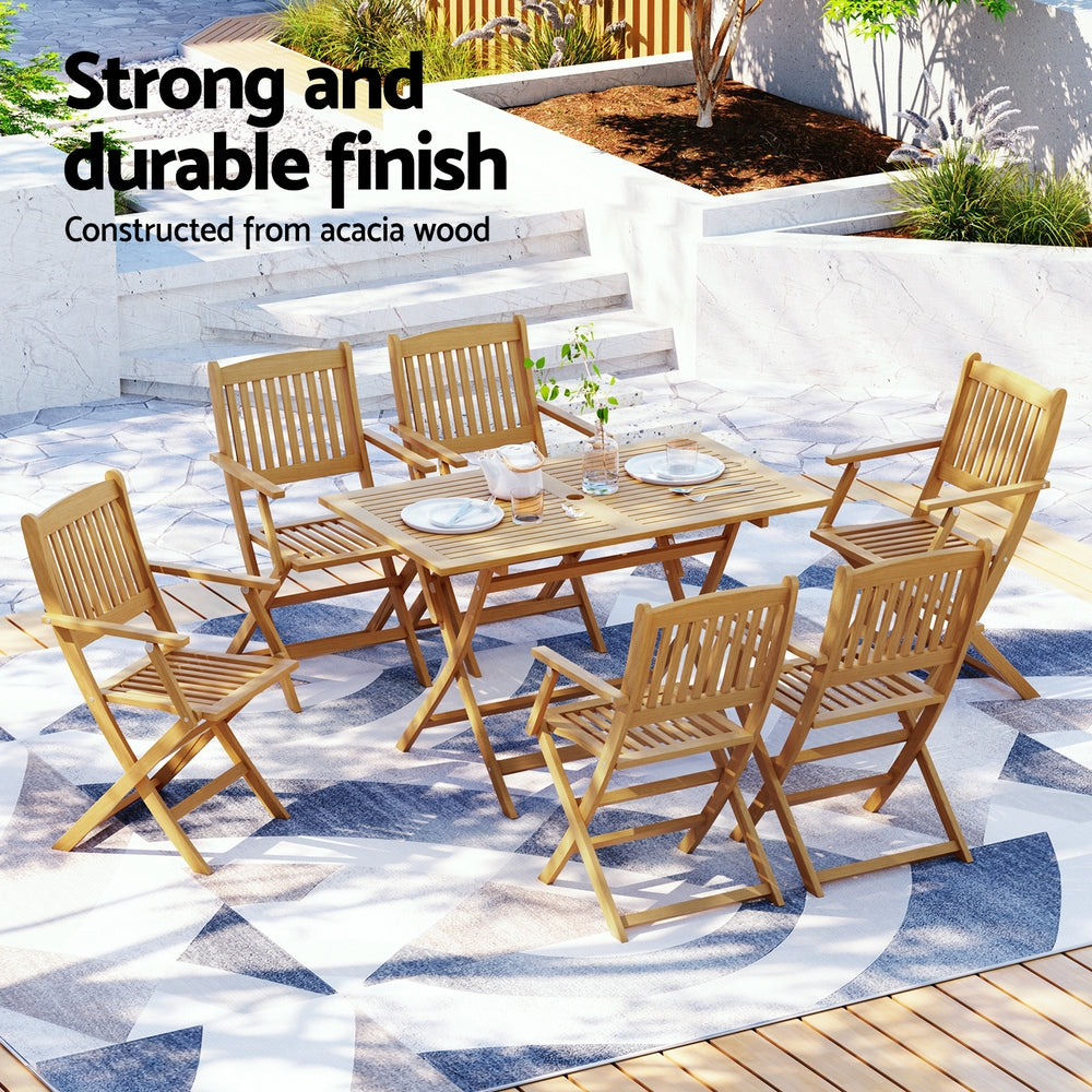 Outdoor Dining Sets: Gardeon Outdoor Dining Set 7 Piece Wooden Table Chairs Setting Foldable
