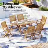 Gardeon Outdoor Dining Set 7 Piece Wooden Table Chairs Setting Foldable