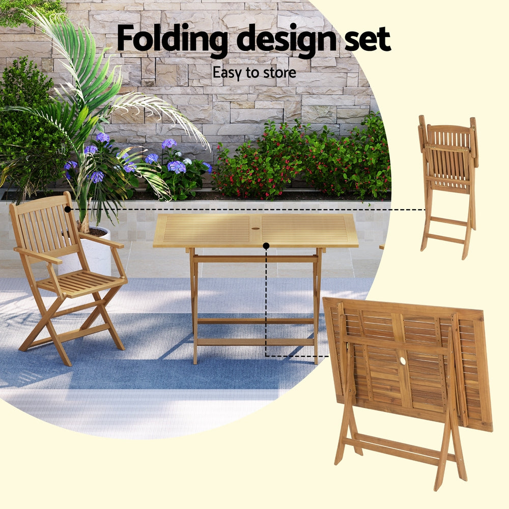 Outdoor Dining Sets: Gardeon Outdoor Dining Set 7 Piece Wooden Table Chairs Setting Foldable