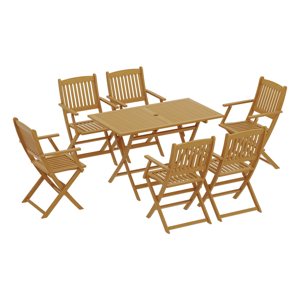 Outdoor Dining Sets: Gardeon Outdoor Dining Set 7 Piece Wooden Table Chairs Setting Foldable