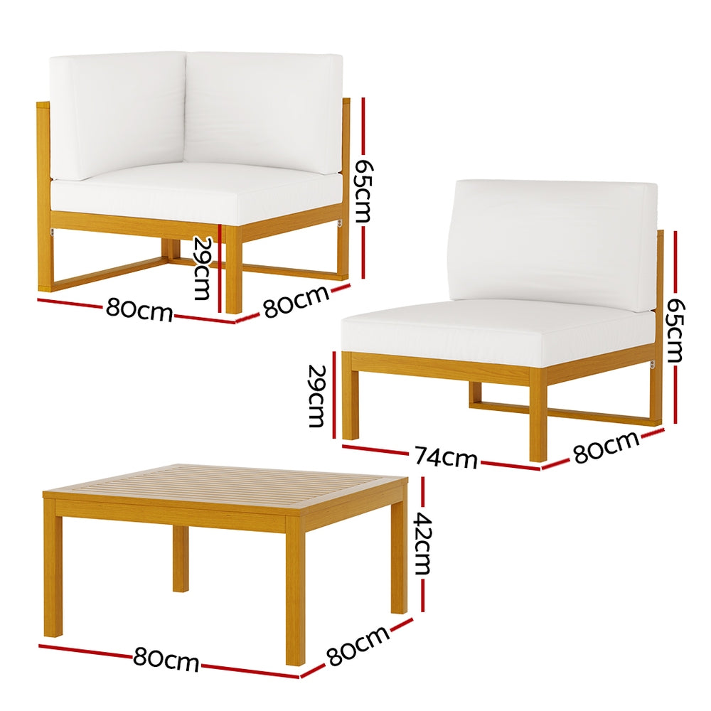 Outdoor Sofas & Lounge Sets: Gardeon 4-Seater Outdoor Sofa Set Wooden Lounge Setting 5PCS
