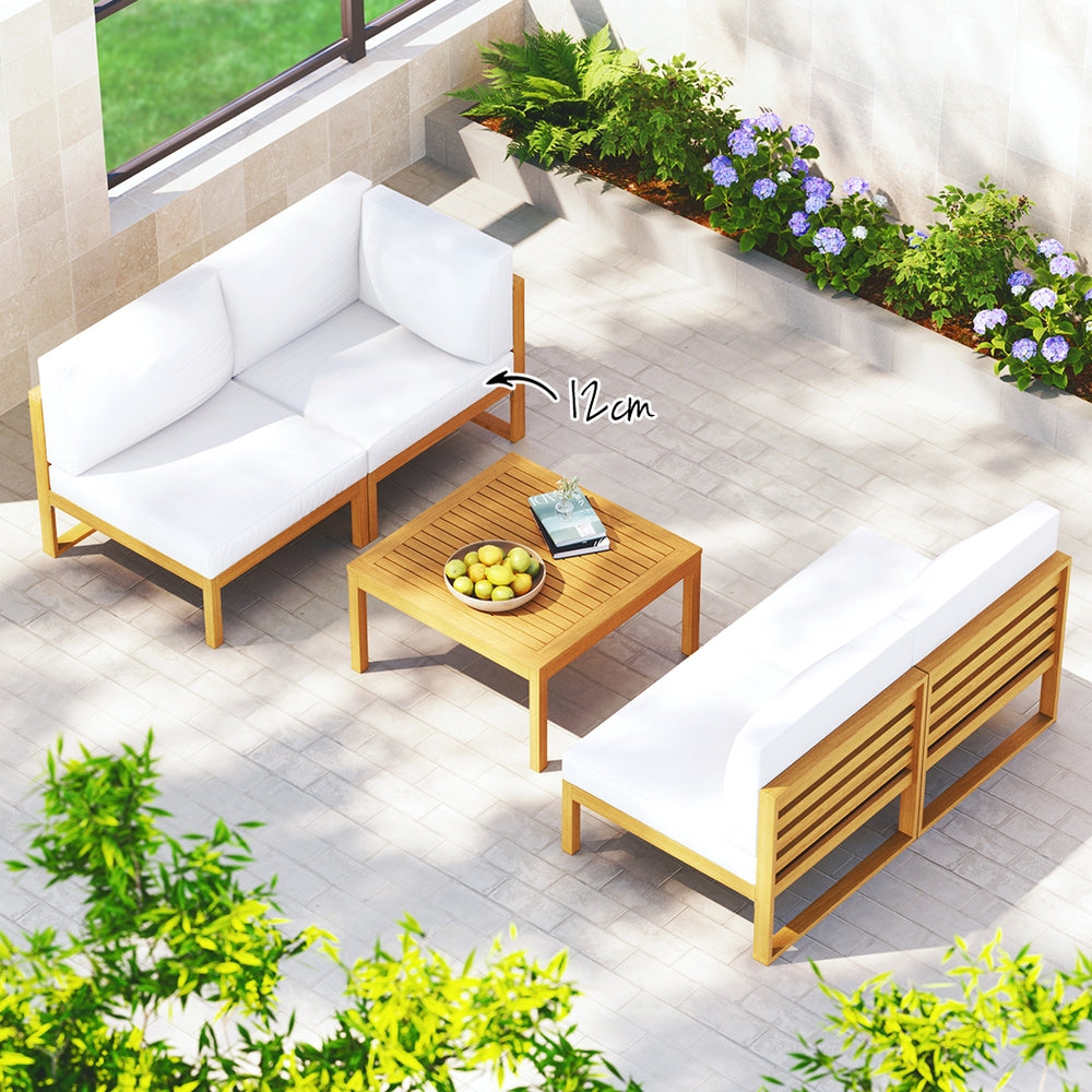 Outdoor Sofas & Lounge Sets: Gardeon 4-Seater Outdoor Sofa Set Wooden Lounge Setting 5PCS