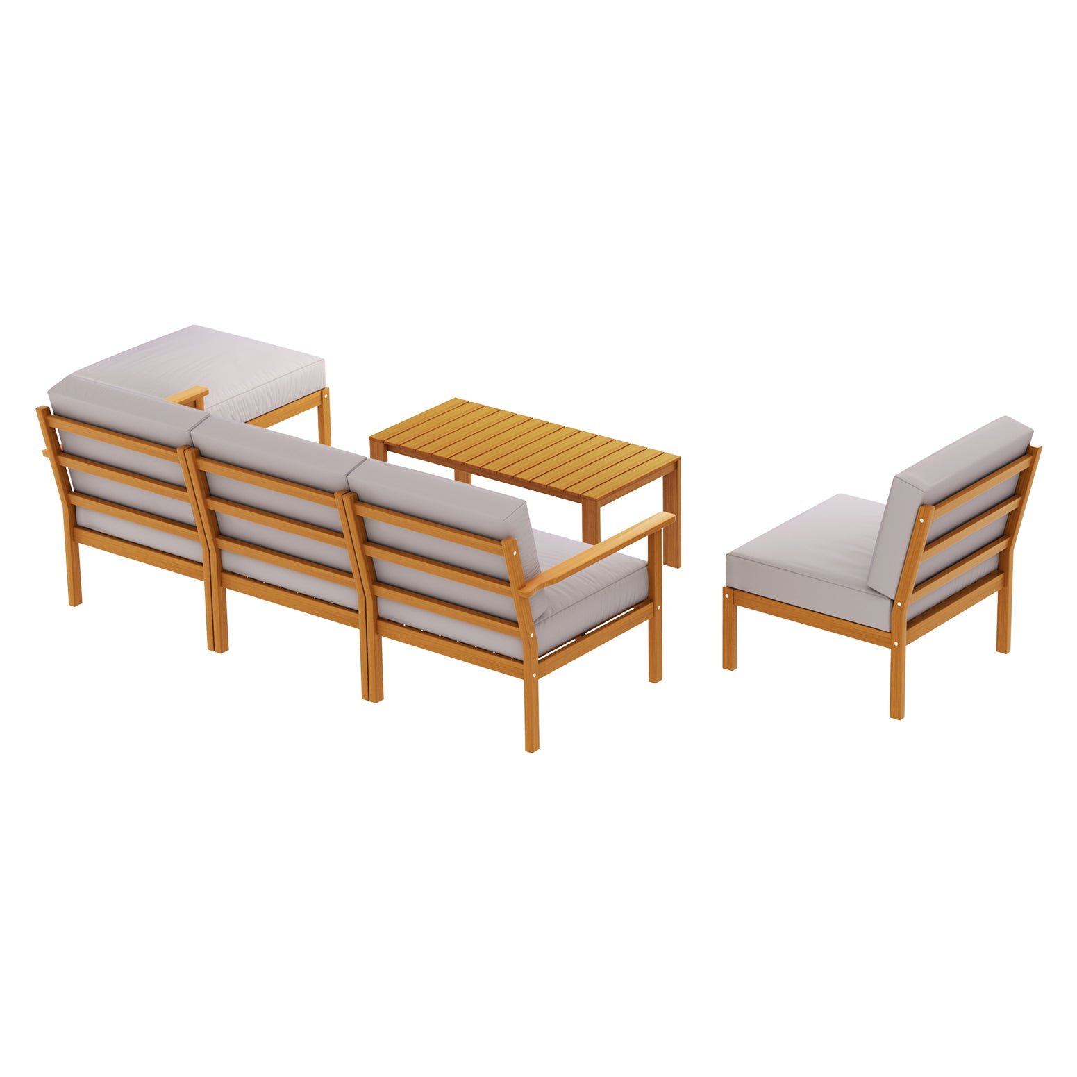 Outdoor Sofas & Lounge Sets: Gardeon 5-Seater Outdoor Sofa Set Wooden Lounge Setting 6PCS