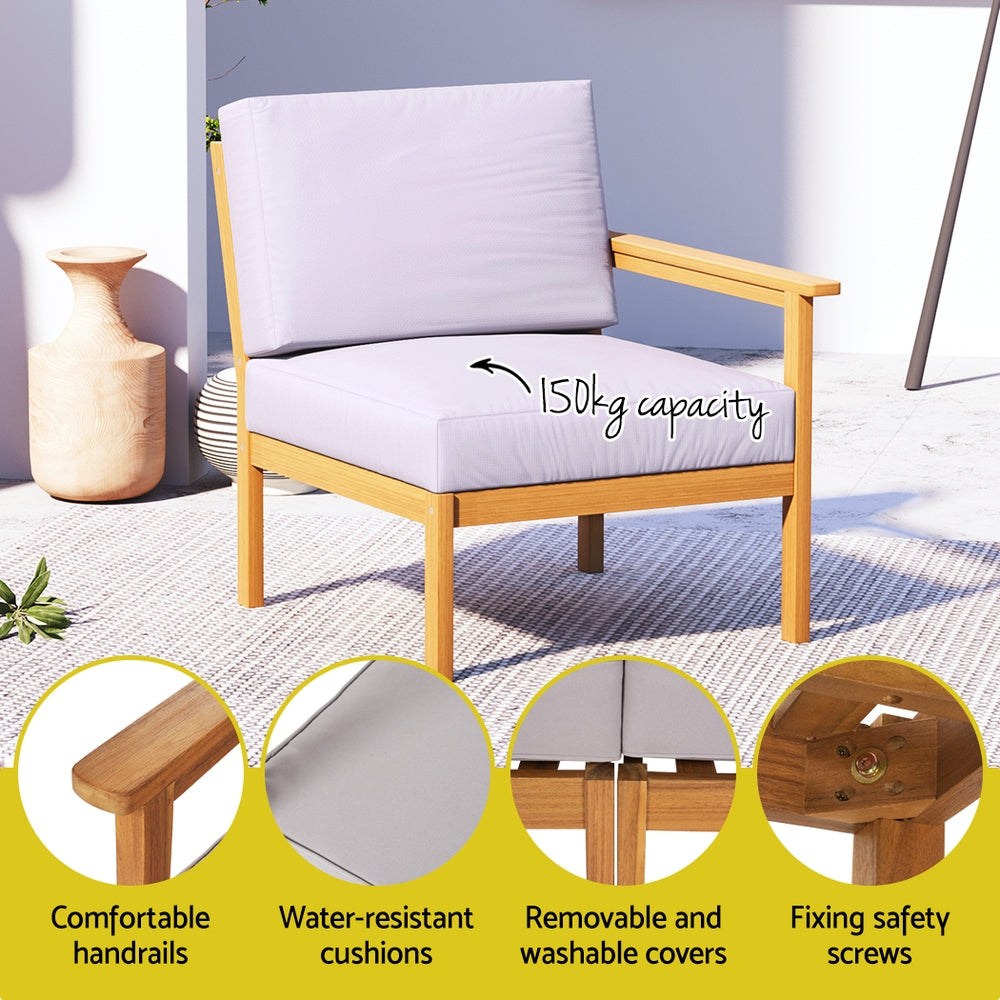 Outdoor Sofas & Lounge Sets: Gardeon 5-Seater Outdoor Sofa Set Wooden Lounge Setting 6PCS