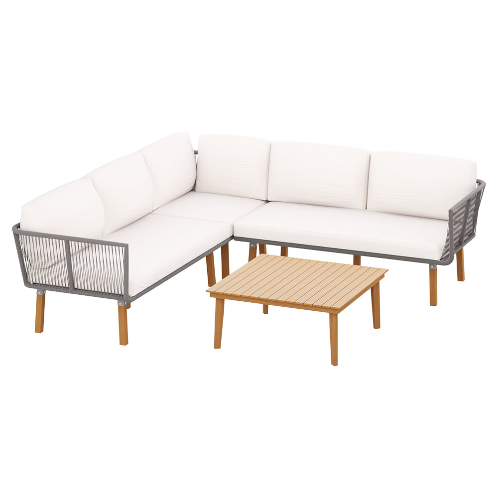 Outdoor Sofas & Lounge Sets: Gardeon 5-Seater Outdoor Sofa Set Wooden Lounge Setting Aluminum