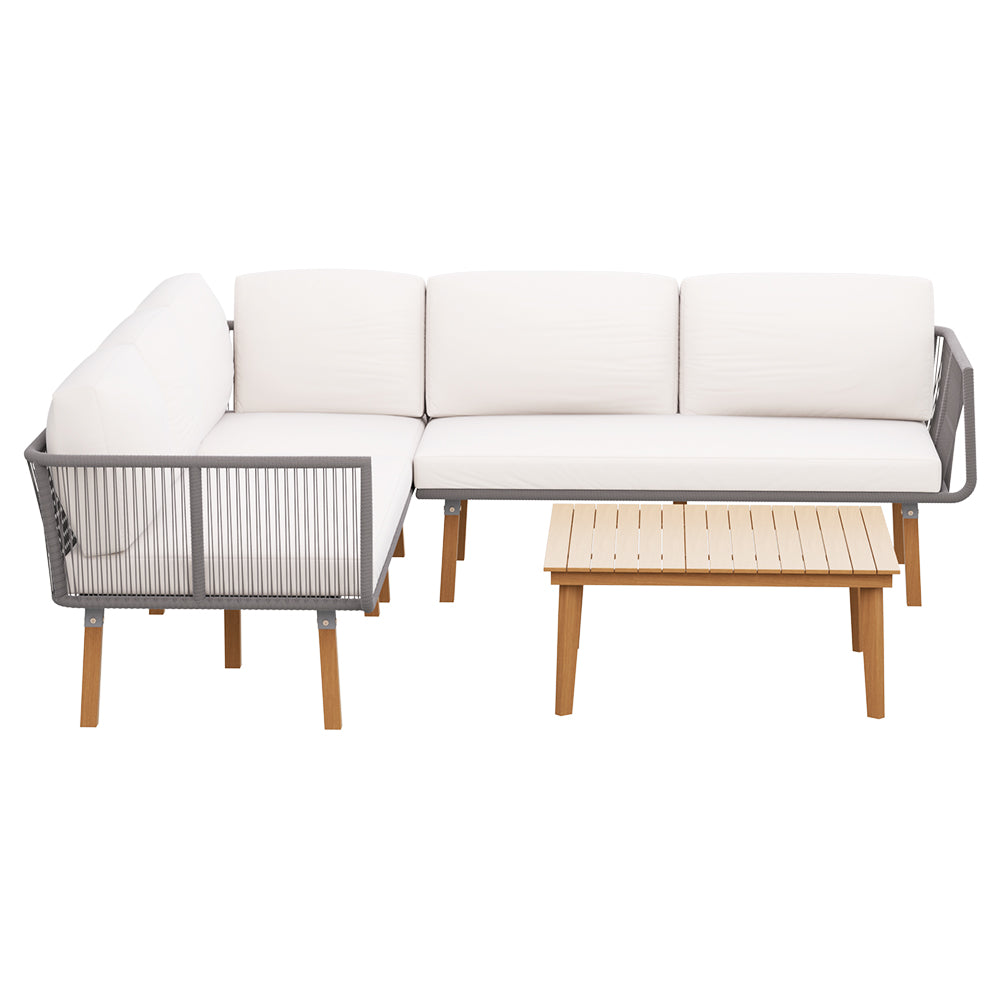 Outdoor Sofas & Lounge Sets: Gardeon 5-Seater Outdoor Sofa Set Wooden Lounge Setting Aluminum
