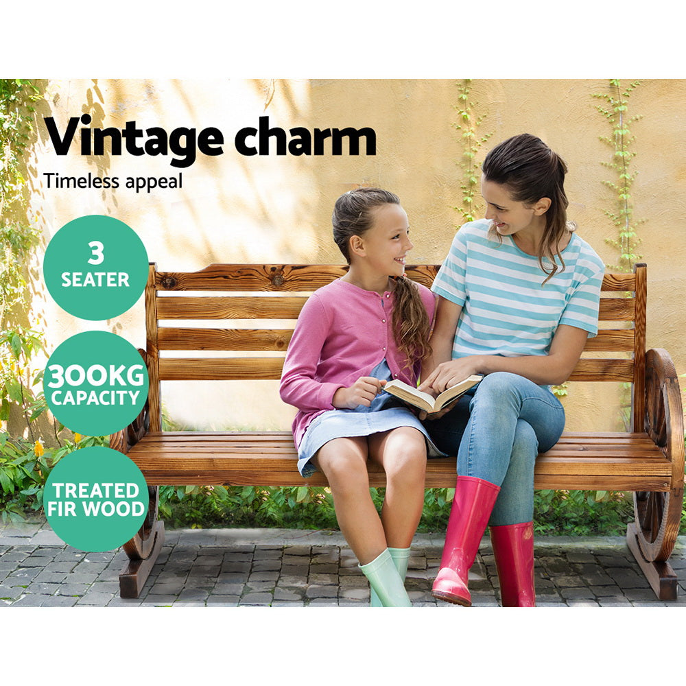Outdoor Chairs: Gardeon Outdoor Garden Bench Wooden 3 Seat Wagon Chair Lounge Patio Furniture