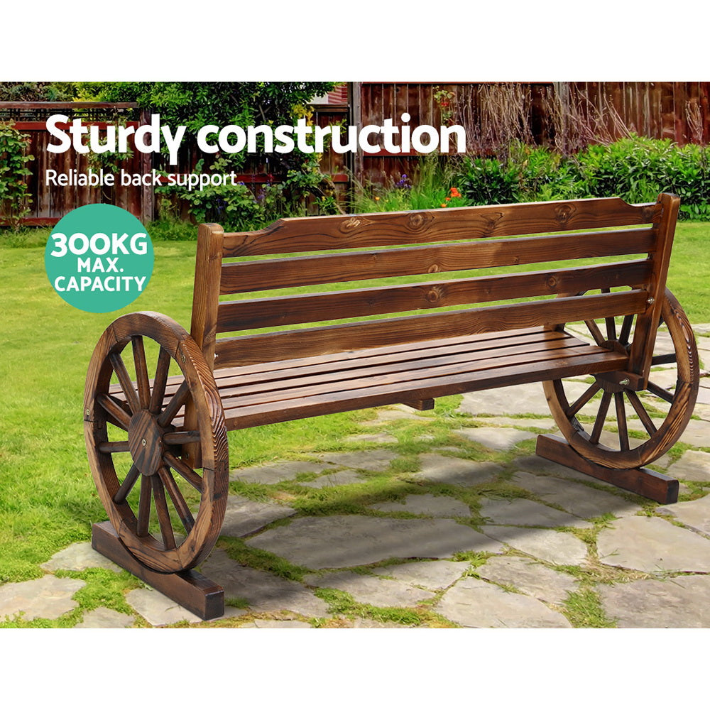 Outdoor Chairs: Gardeon Outdoor Garden Bench Wooden 3 Seat Wagon Chair Lounge Patio Furniture