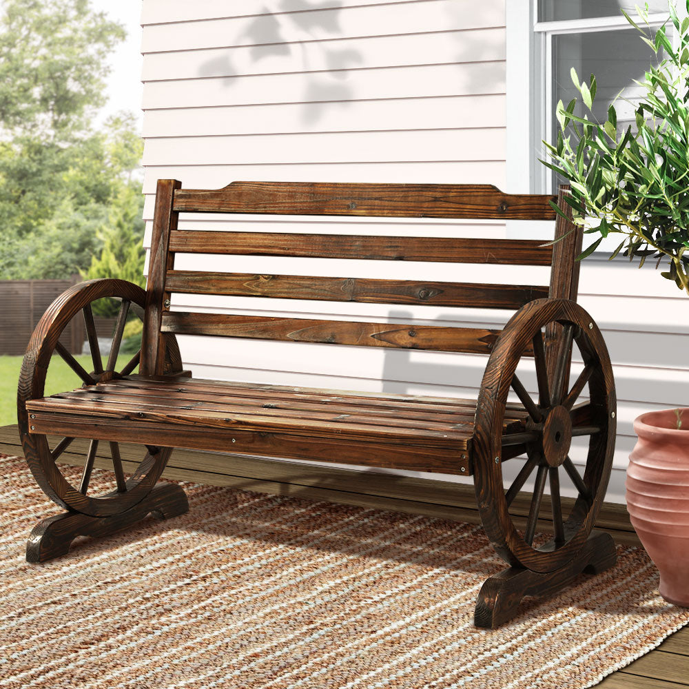 Outdoor Chairs: Gardeon Outdoor Garden Bench Wooden 2 Seat Wagon Chair Patio Furniture Brown