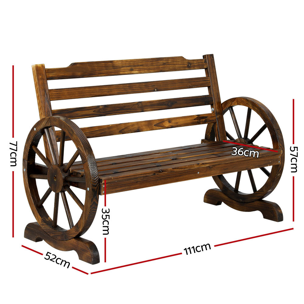 Outdoor Chairs: Gardeon Outdoor Garden Bench Wooden 2 Seat Wagon Chair Patio Furniture Brown