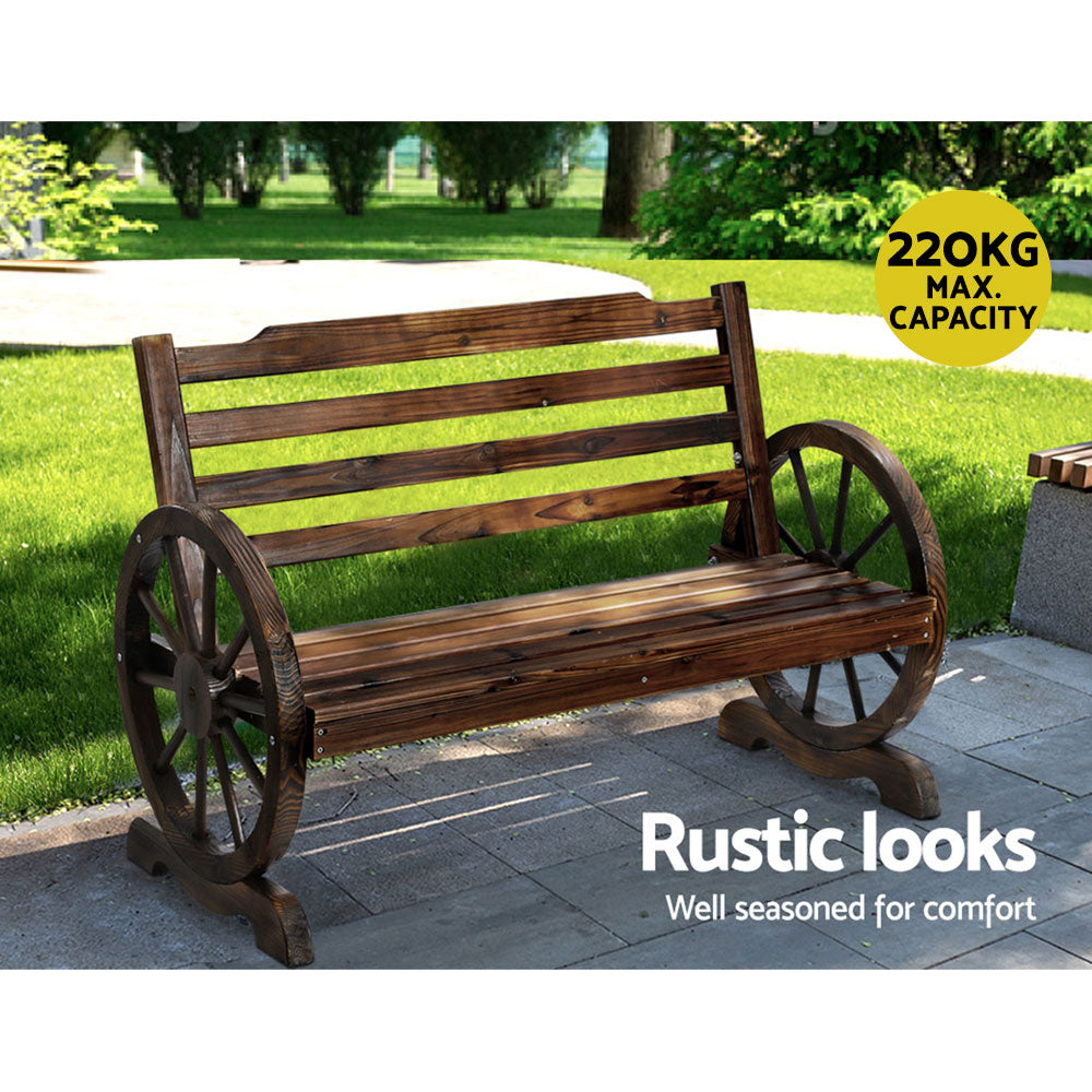 Outdoor Chairs: Gardeon Outdoor Garden Bench Wooden 2 Seat Wagon Chair Patio Furniture Brown