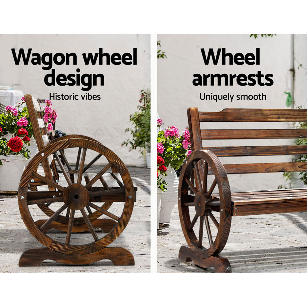 Outdoor Chairs: Gardeon Outdoor Garden Bench Wooden 2 Seat Wagon Chair Patio Furniture Brown