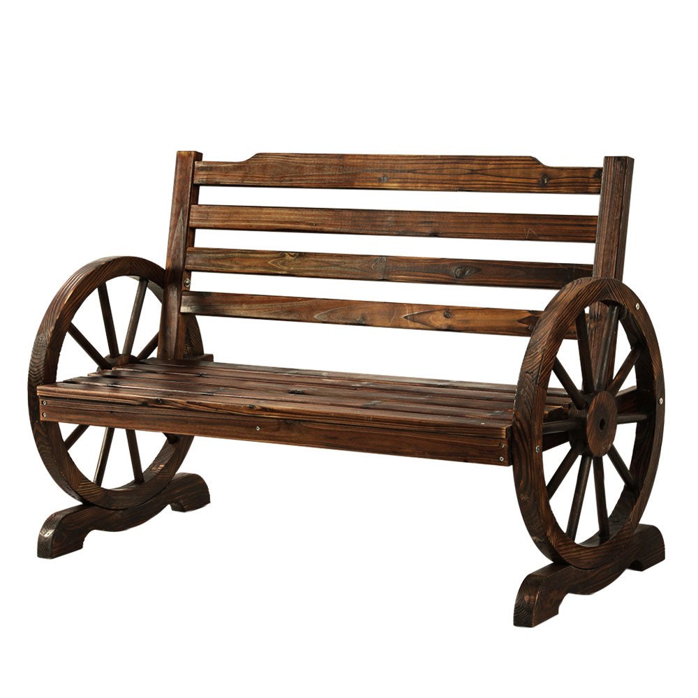 Outdoor Chairs: Gardeon Outdoor Garden Bench Wooden 2 Seat Wagon Chair Patio Furniture Brown