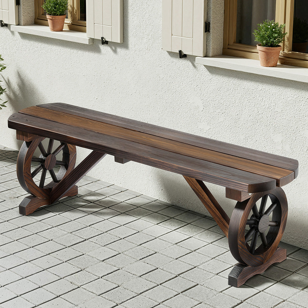 Outdoor Benches: Gardeon Outdoor Garden Bench Seat Wooden Patio Furniture Wagon Dining Chair