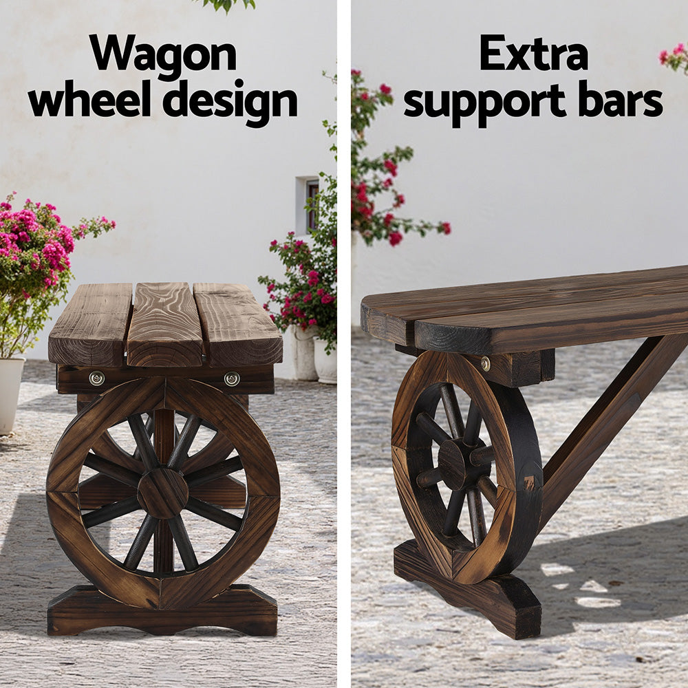 Outdoor Benches: Gardeon Outdoor Garden Bench Seat Wooden Patio Furniture Wagon Dining Chair