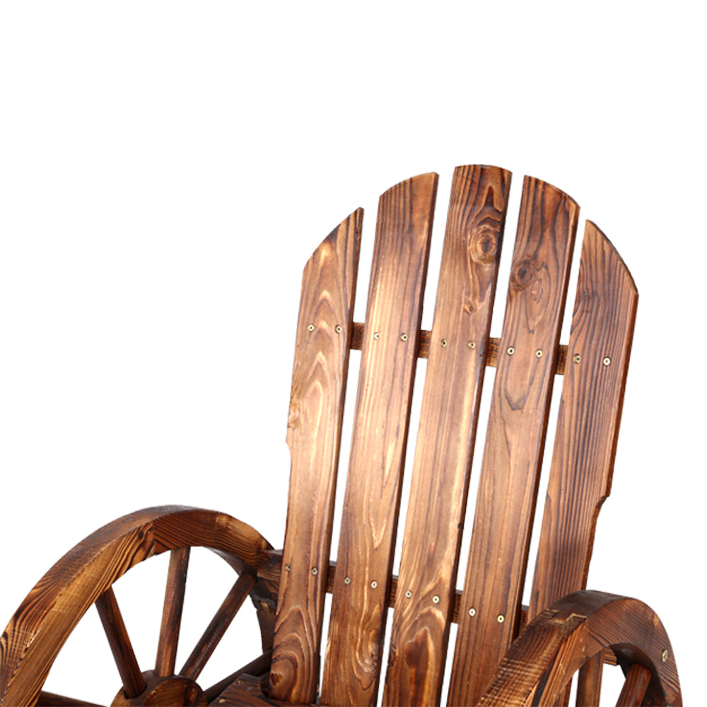 Outdoor Chairs: Gardeon Wagon Wheels Rocking Chair - Brown