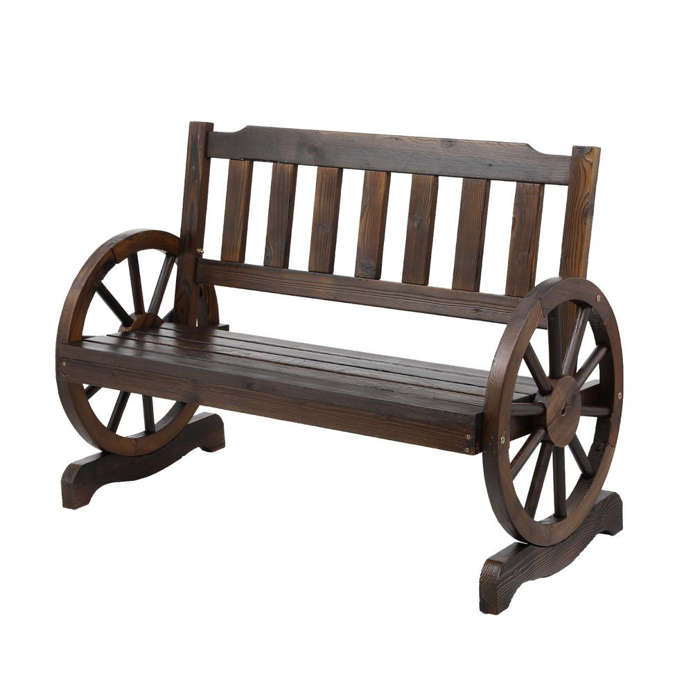 Outdoor Chairs: Gardeon Outdoor Garden Bench Wooden 2 Seater Wagon Chair Patio Furniture Brown