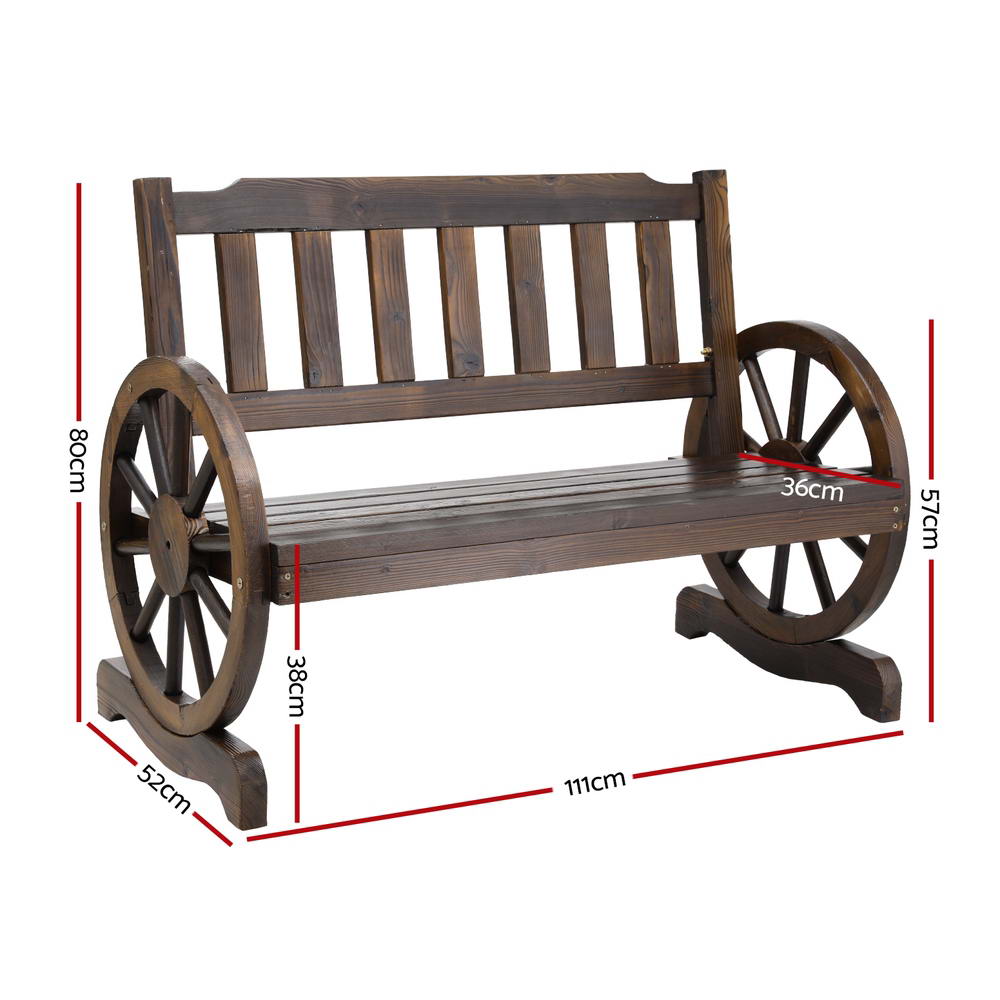 Outdoor Chairs: Gardeon Outdoor Garden Bench Wooden 2 Seater Wagon Chair Patio Furniture Brown