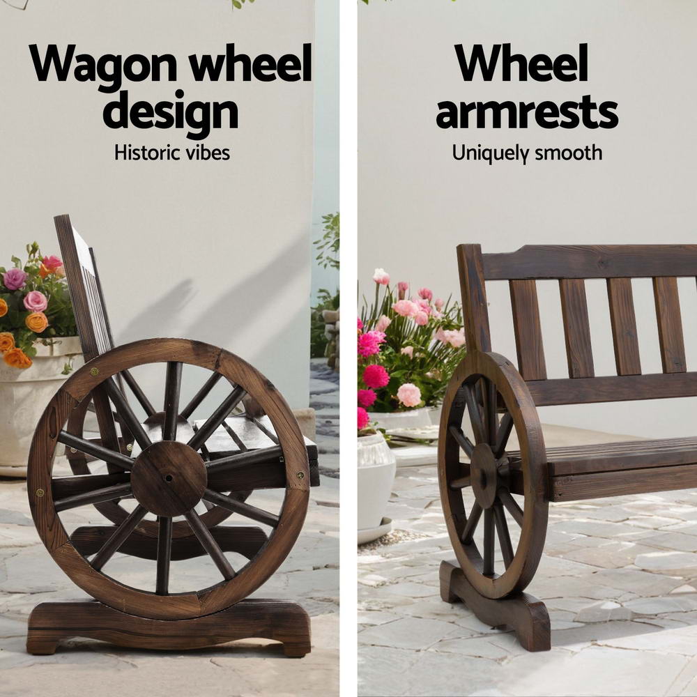 Outdoor Chairs: Gardeon Outdoor Garden Bench Wooden 2 Seater Wagon Chair Patio Furniture Brown