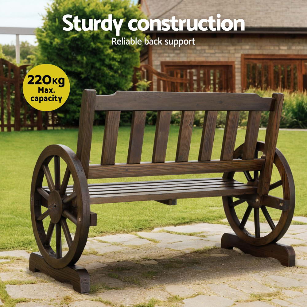 Outdoor Chairs: Gardeon Outdoor Garden Bench Wooden 2 Seater Wagon Chair Patio Furniture Brown