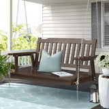 Outdoor Chairs: Gardeon Porch Swing Chair With Chain Outdoor Furniture Wooden Bench 2 Seat Brown