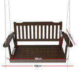 Outdoor Chairs: Gardeon Porch Swing Chair With Chain Outdoor Furniture Wooden Bench 2 Seat Brown
