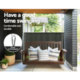 Outdoor Chairs: Gardeon Porch Swing Chair With Chain Outdoor Furniture Wooden Bench 2 Seat Brown