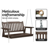 Outdoor Chairs: Gardeon Porch Swing Chair With Chain Outdoor Furniture Wooden Bench 2 Seat Brown