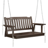 Outdoor Chairs: Gardeon Porch Swing Chair With Chain Outdoor Furniture Wooden Bench 2 Seat Brown