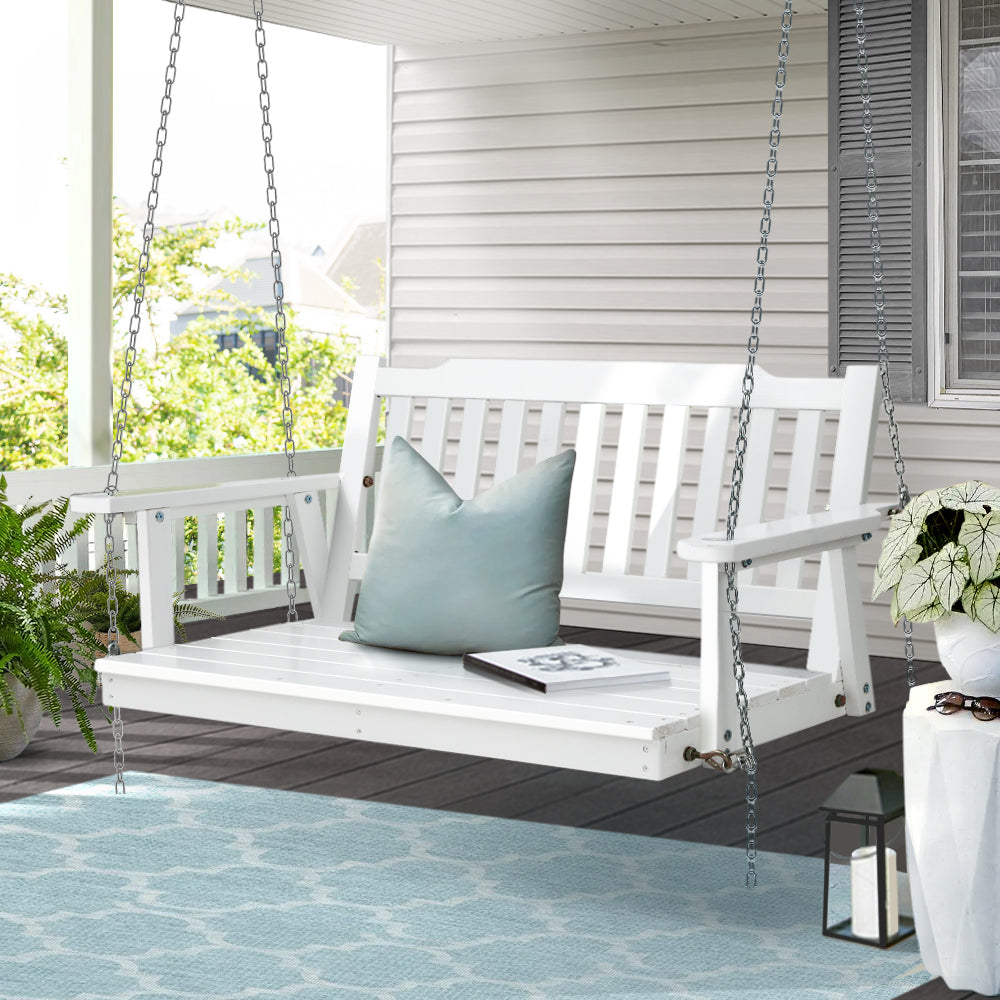 Outdoor Chairs: Gardeon Porch Swing Chair with Chain Garden Chair Outdoor Furniture Wooden White