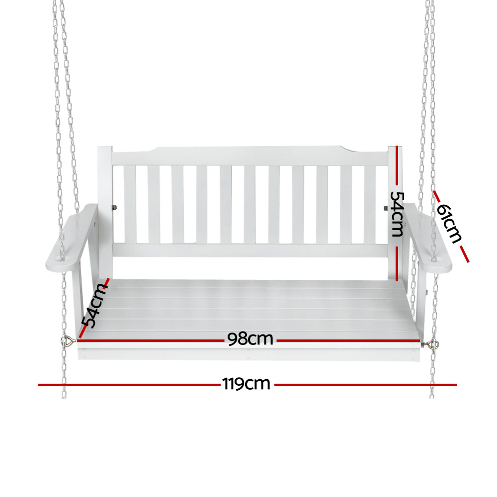 Outdoor Chairs: Gardeon Porch Swing Chair with Chain Garden Chair Outdoor Furniture Wooden White
