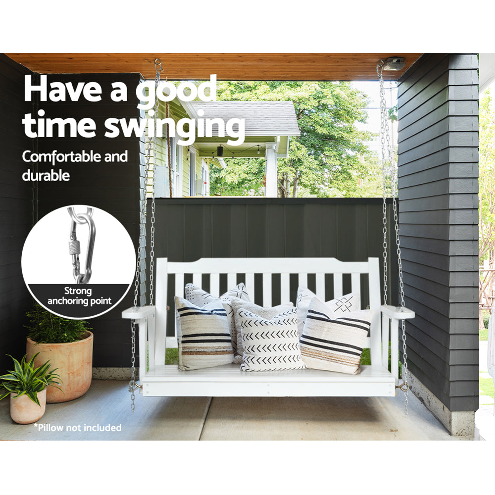 Outdoor Chairs: Gardeon Porch Swing Chair with Chain Garden Chair Outdoor Furniture Wooden White