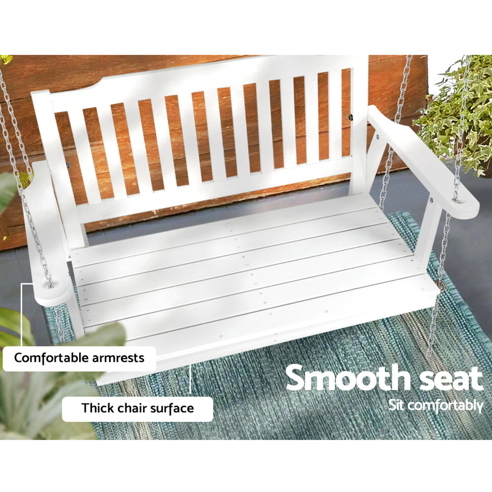 Outdoor Chairs: Gardeon Porch Swing Chair with Chain Garden Chair Outdoor Furniture Wooden White