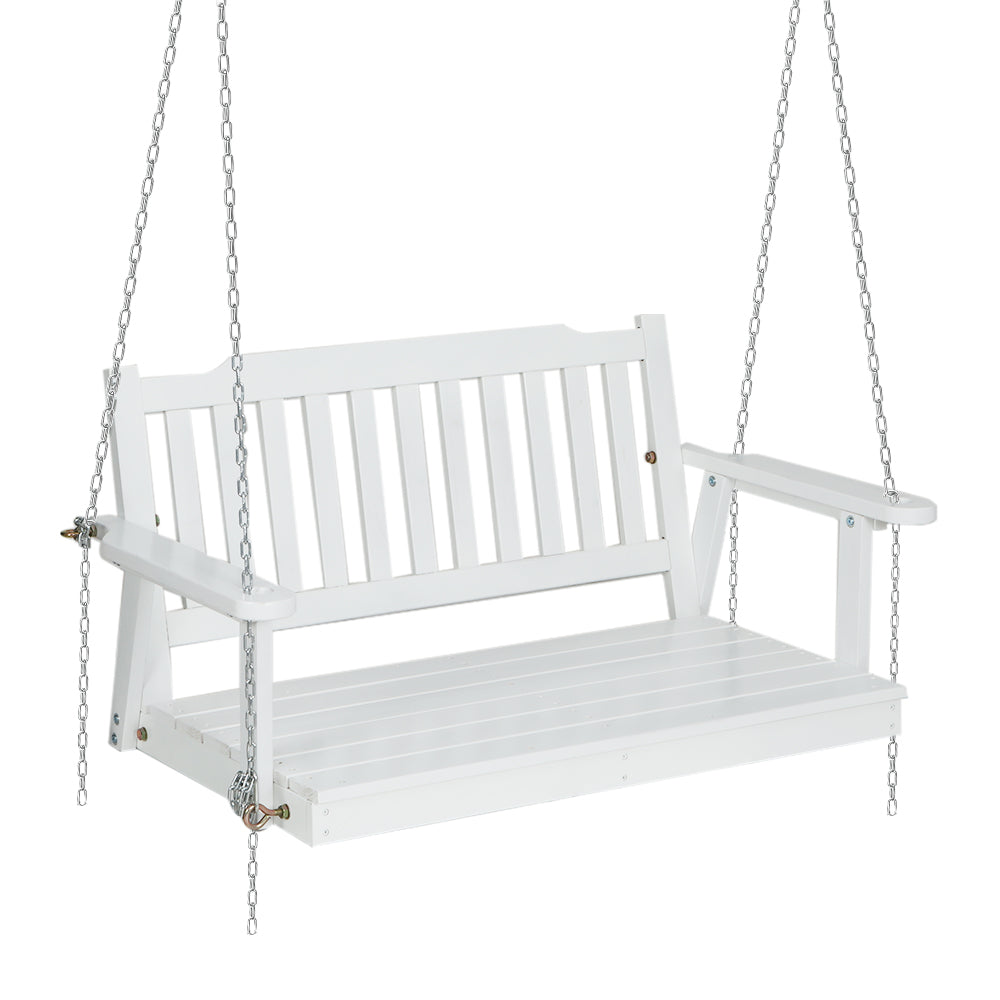 Outdoor Chairs: Gardeon Porch Swing Chair with Chain Garden Chair Outdoor Furniture Wooden White