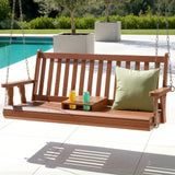 Outdoor Chairs: Gardeon Porch Outdoor Swing Chair Patio Furniture Wooden Bench 2 Seat Cup Holder