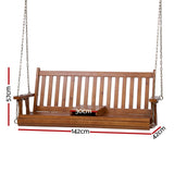 Outdoor Chairs: Gardeon Porch Outdoor Swing Chair Patio Furniture Wooden Bench 2 Seat Cup Holder