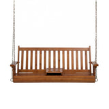 Outdoor Chairs: Gardeon Porch Outdoor Swing Chair Patio Furniture Wooden Bench 2 Seat Cup Holder