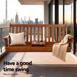 Outdoor Chairs: Gardeon Porch Outdoor Swing Chair Patio Furniture Wooden Bench 2 Seat Cup Holder