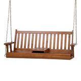 Outdoor Chairs: Gardeon Porch Outdoor Swing Chair Patio Furniture Wooden Bench 2 Seat Cup Holder