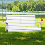 Outdoor Chairs: Gardeon Porch Outdoor Swing Chair With Cup Holder Wooden Furniture 2 Seater