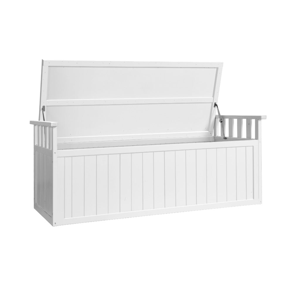 Outdoor Storage Boxes: Gardeon Outdoor Storage Bench Box 129cm Wooden Garden Toy Chest Sheds Patio Furniture XL White