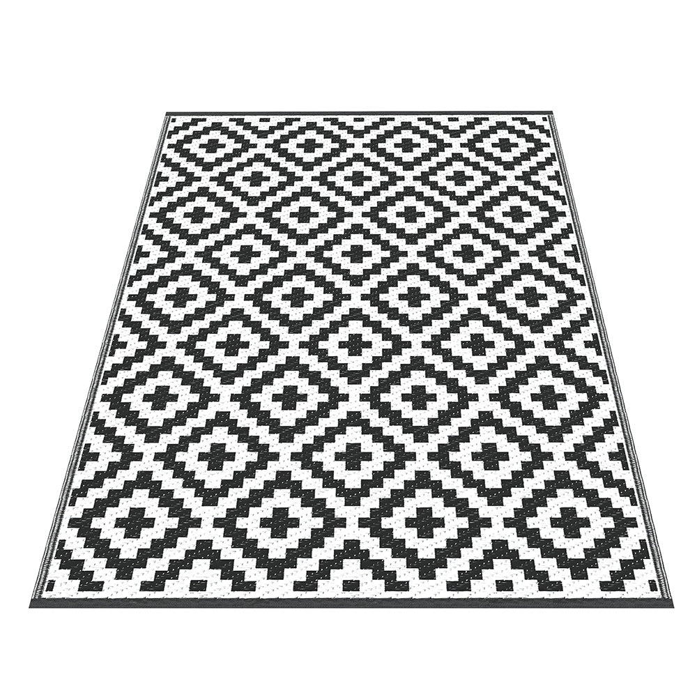 Outdoor Rugs: Gardeon Outdoor Rugs 120x180cm Large Carpet Reversible Area Mat PP Dual-Sided Patio Rug Cross