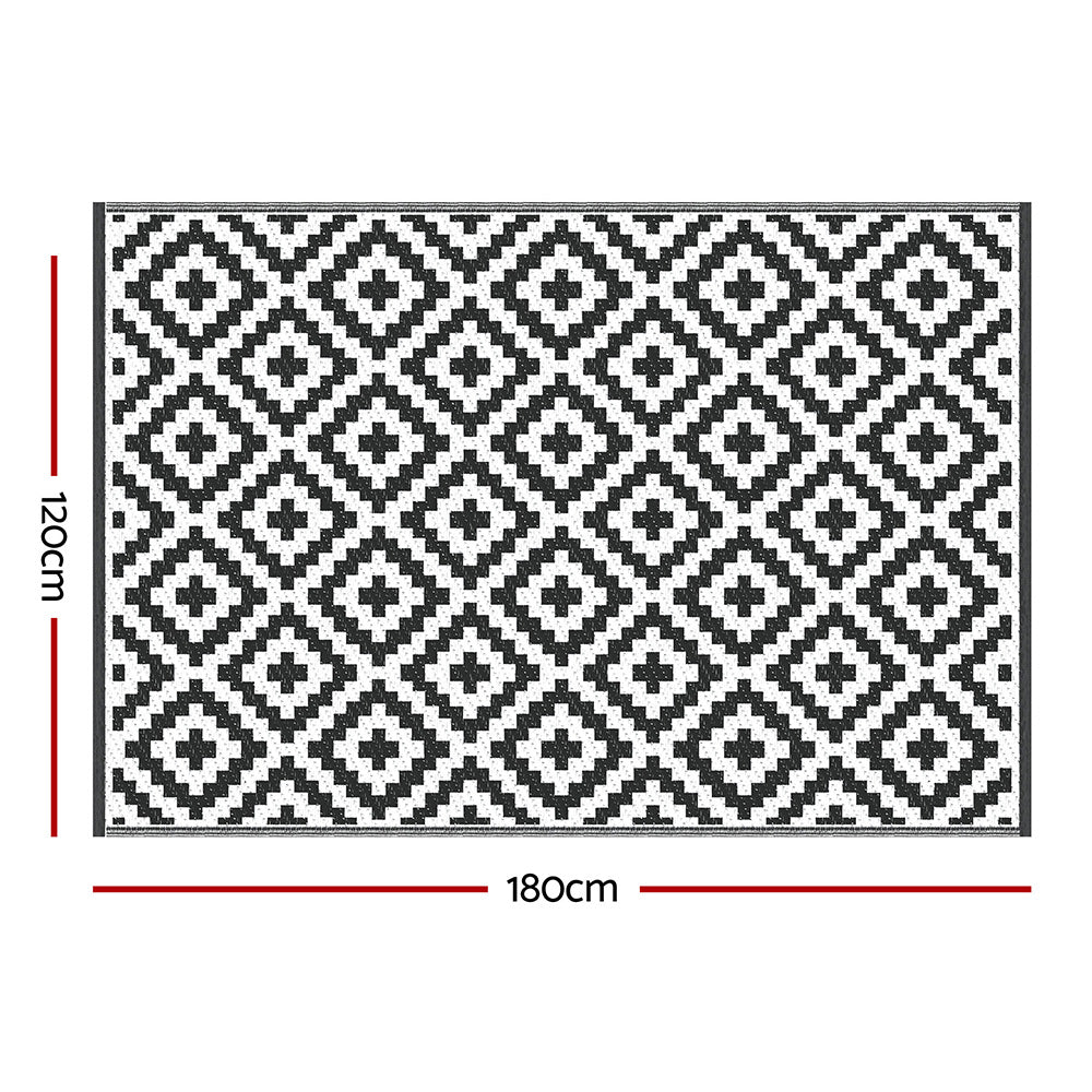 Outdoor Rugs: Gardeon Outdoor Rugs 120x180cm Large Carpet Reversible Area Mat PP Dual-Sided Patio Rug Cross