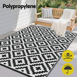 Gardeon Outdoor Rugs 120x180cm Large Carpet Reversible Area Mat PP Dual-Sided Patio Rug Cross