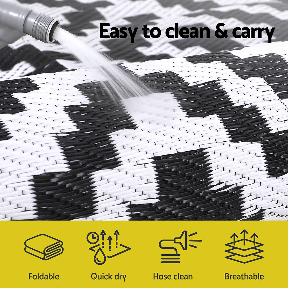 Outdoor Rugs: Gardeon Outdoor Rugs 120x180cm Large Carpet Reversible Area Mat PP Dual-Sided Patio Rug Cross
