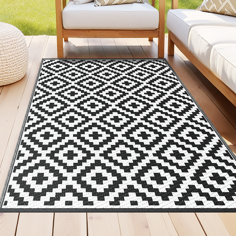 Outdoor Rugs: Gardeon Outdoor Rugs 120x180cm Large Carpet Reversible Area Mat PP Dual-Sided Patio Rug Cross