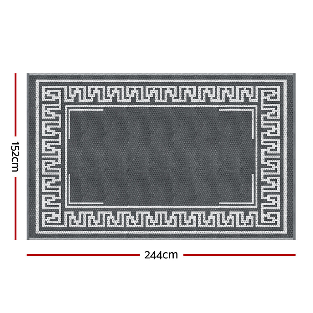 Outdoor Rugs: Gardeon Outdoor Rugs 152x244cm Large Carpet Reversible Area Mat PP Dual-Sided Patio Rug Greek Key