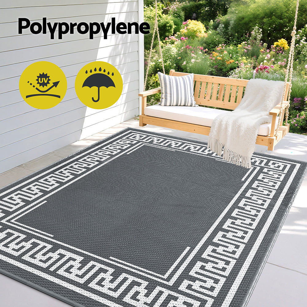 Outdoor Rugs: Gardeon Outdoor Rugs 152x244cm Large Carpet Reversible Area Mat PP Dual-Sided Patio Rug Greek Key