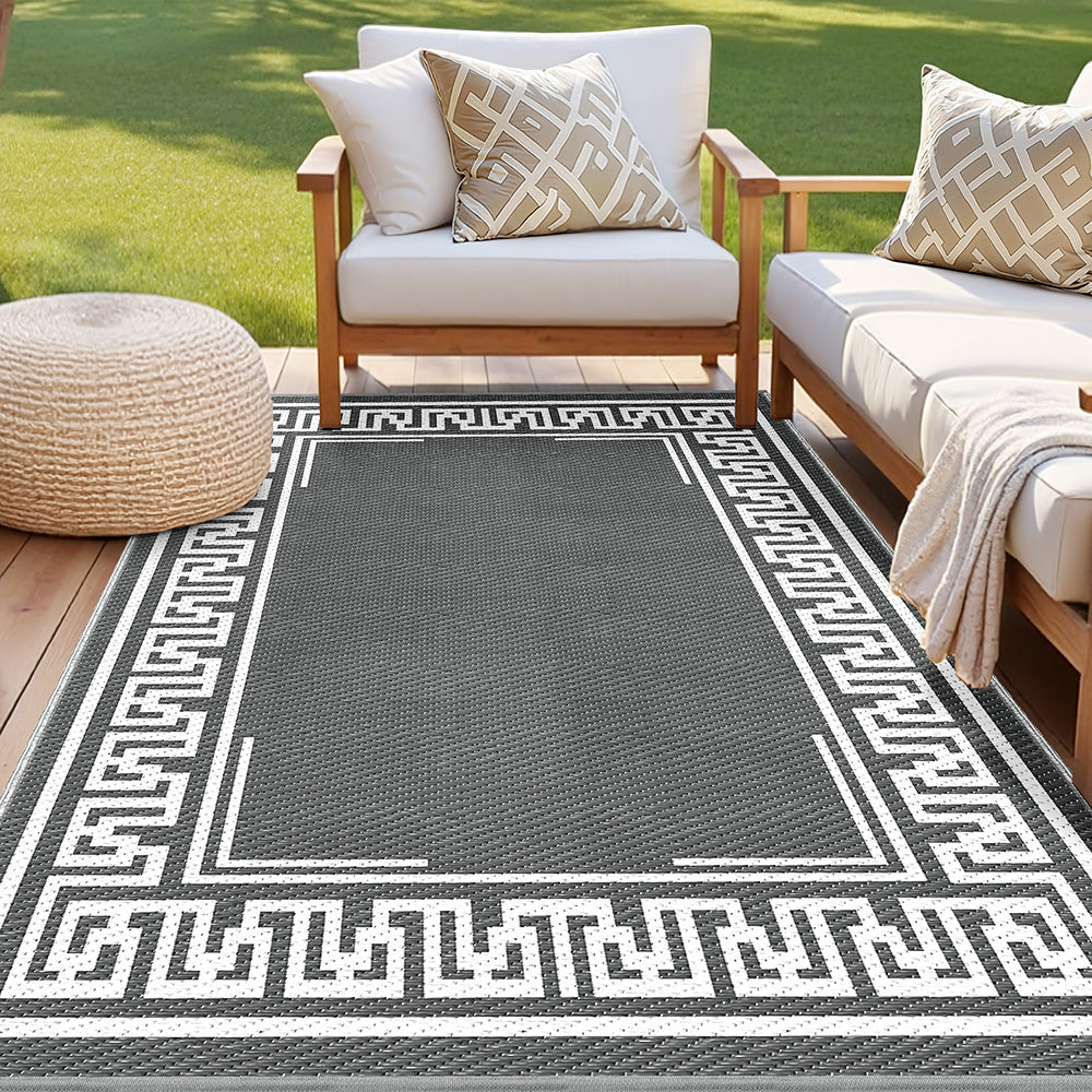 Outdoor Rugs: Gardeon Outdoor Rugs 152x244cm Large Carpet Reversible Area Mat PP Dual-Sided Patio Rug Greek Key